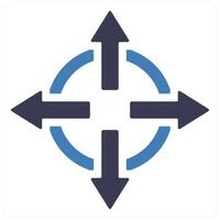Expand and arrow icon concept in blue filled color vector