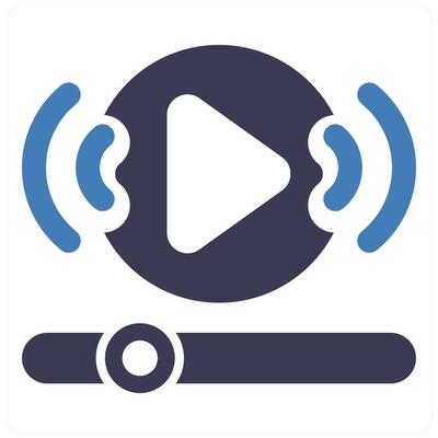 Streaming and share screen icon concept in blue filled color