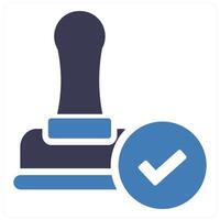 Stamp and accept icon concept in blue filled color vector