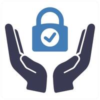 Secure and safety icon concept in blue filled color vector