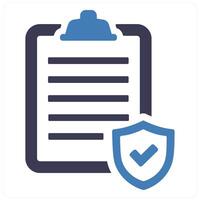 Policy and requires icon concept in blue filled color vector