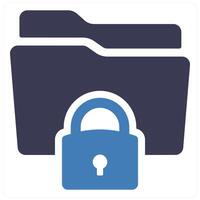 Trade Secrets and folder safety icon concept in blue filled color vector