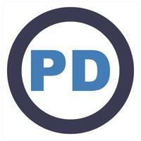Public Domain and public icon concept in blue filled color vector