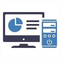 Computer and desktop icon concept in blue filled color vector