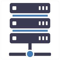 Server and data icon concept in blue filled color vector
