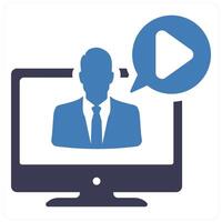 Webinar and web icon concept in blue filled color vector