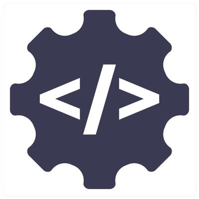 Programming and code icon concept in blue filled color