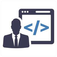 Developer and code icon concept in blue filled color vector