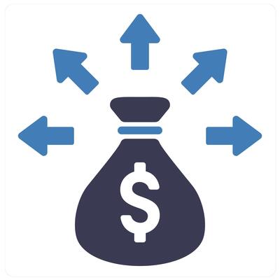 Liquidity and funds icon concept in blue filled color
