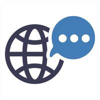 Language Skills and chatting icon concept in blue filled color vector