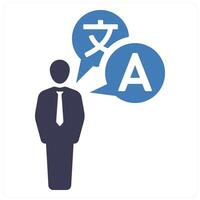 Bilingual and language icon concept in blue filled color vector