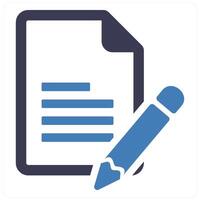 Writing and edit icon concept in blue filled color vector