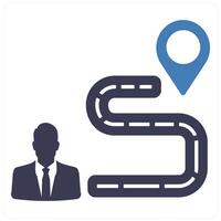 Path and map icon concept in blue filled color vector