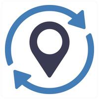 Change Location and map icon concept in blue filled color vector