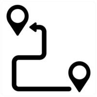 Journey and map icon concept in black filled color vector