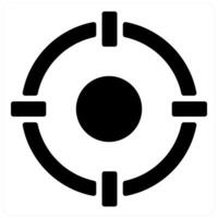 Target and map icon concept in black filled color vector