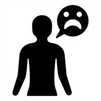 Unsatisfied and disappointed icon concept in black filled color vector