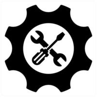 Technical support and service icon concept in black filled color vector