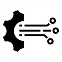 Technology and gear icon concept in black filled color vector