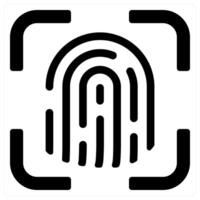 Fingerprint and scanning icon concept in black filled color vector