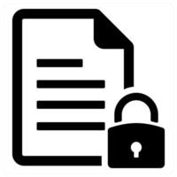 Document protection and file icon concept in black filled color vector