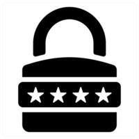 Password and security icon concept in black filled color vector