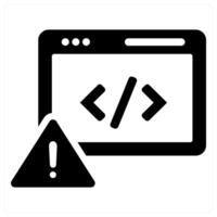 Code Issue and error icon concept in black filled color vector