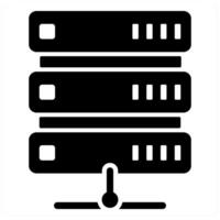 Server and database icon concept in black filled color vector