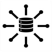 Big Data and technology icon concept in black filled color vector