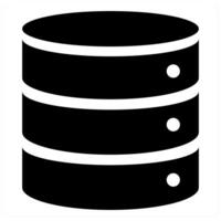 Database and server icon concept in black filled color vector