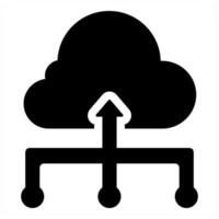 Cloud Hosting and server icon concept in black filled color vector