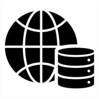 Global Data and global database icon concept in black filled color vector