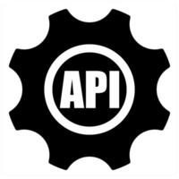 API Interface and interface icon concept in black filled color vector