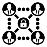 Secure Connection and network icon concept in black filled color vector