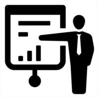 Presentation and meeting icon concept in black filled color vector