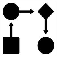 Workflow and implementation icon concept in black filled color vector