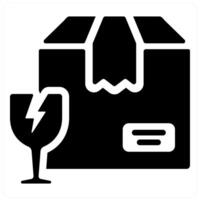 Fragile and box icon concept in black filled color vector