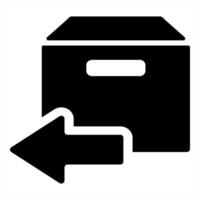 Return and package icon concept in black filled color vector