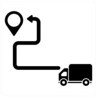 Delivery Location and map icon concept in black filled color vector