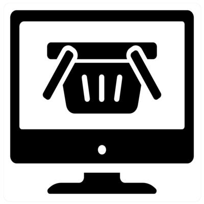 Online Shop and ecommerce icon concept in black filled color