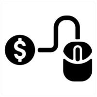 Pay Per Click icon concept in black filled color vector