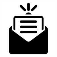 Newsletter and email icon concept in black filled color vector
