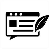 Blog and article icon concept in black filled color vector