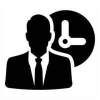 Working Hours and management icon concept in black filled color vector