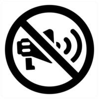 Not Allowed and mute icon concept in black filled color vector