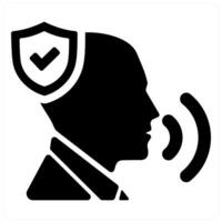 Protected Speech and chat icon concept in black filled color vector