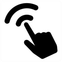 Click and hand icon concept in black filled color vector