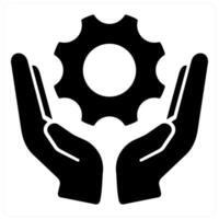 Manage and cloud management icon concept in black filled color vector