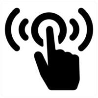 Push and hand icon concept in black filled color vector