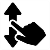 Scroll and hand icon concept in black filled color vector